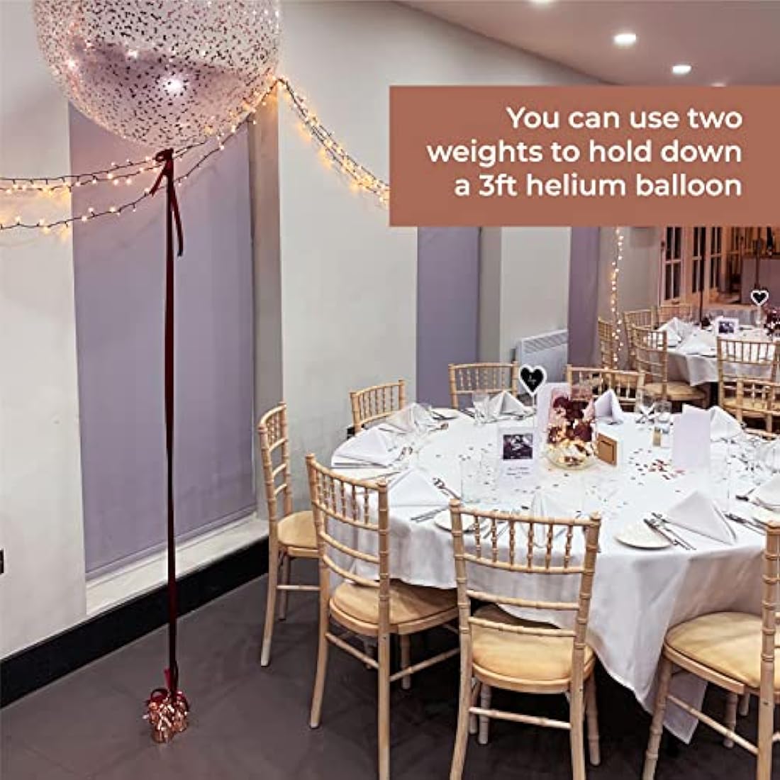 Pack of Rose Gold Heavy Foil Fountain Table Floor Balloon Weight for Helium Birthday Party Wedding Balloons (24 Pack)