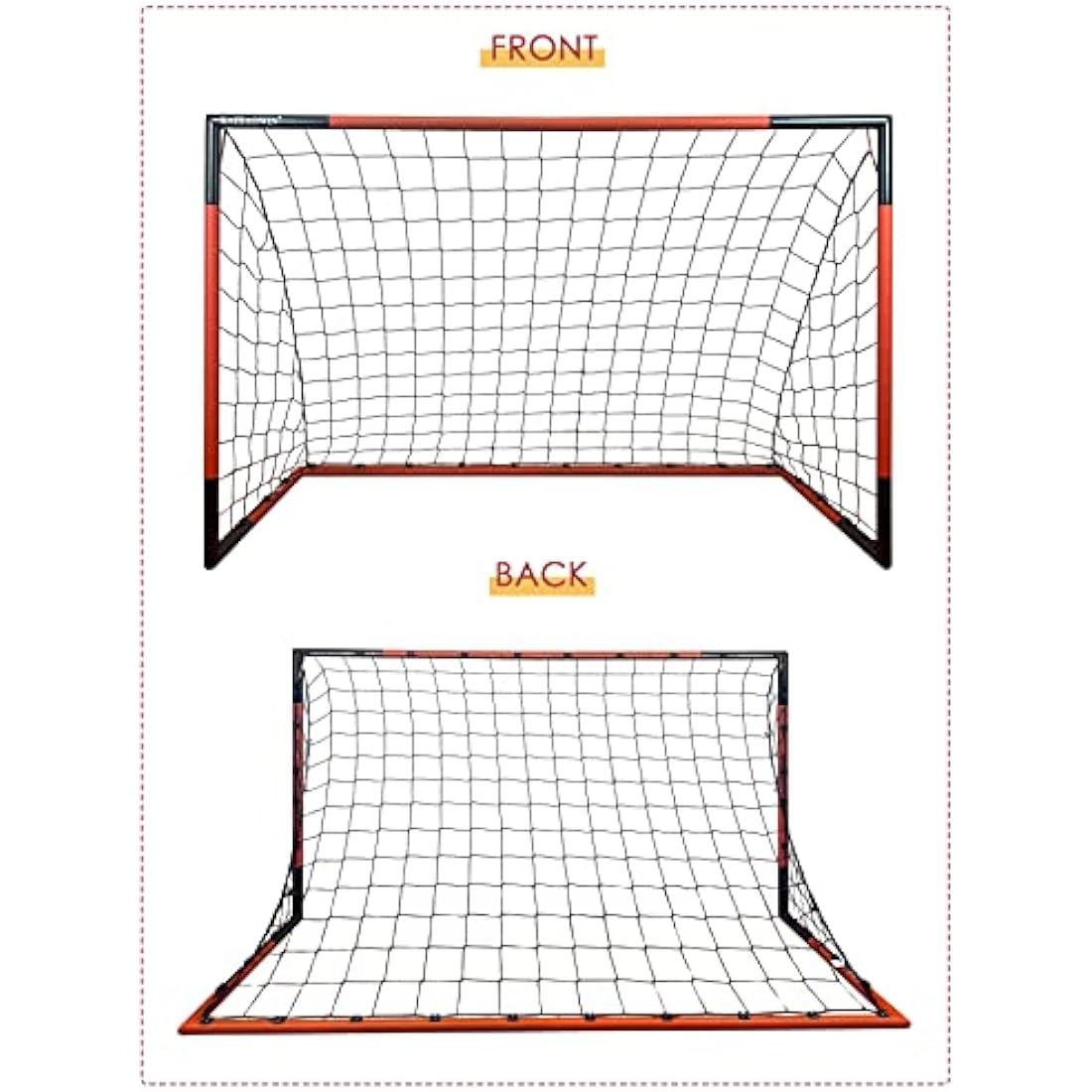 Football Goals Set of 2-KAIHAOWIN Metal Football Goal Frame with All Weather Net for Adult-Quick Assembly Durable Sports Goals for Backyard Indoor/Outdoor Heavy Duty-6'x4'