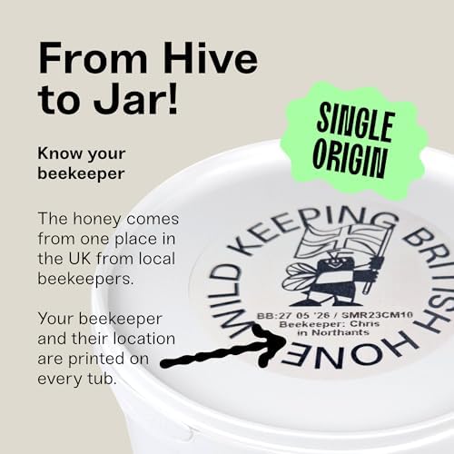 Black Bee Honey - Pure Spring British Soft Set Honey, Creamy with a Light Sweetness, Unprocessed, Single Source from Hive to Jar, Never Blended - Delicious on Toast, Soothing in Drinks, 1Kg Tub