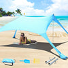 CUUPO 7×7 FT Beach Tent Sun Shelter UPF50+ UV Protection, Outdoor Small Canopy Tent Sun Shade with 2 Poles for Camping, Beach, Fishing, Backyard and Picnics Blue
