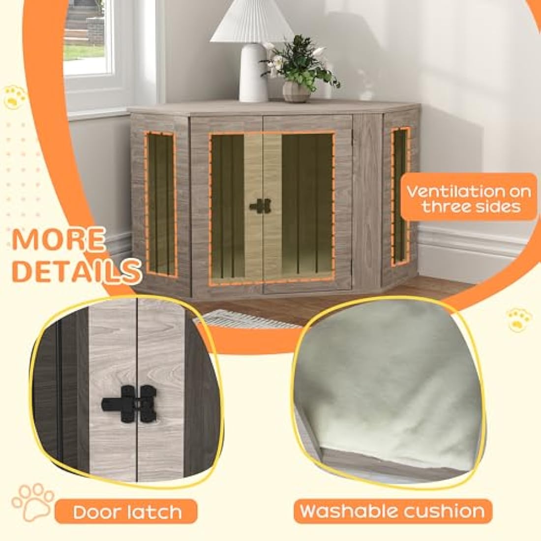 PawHut Dog Crate Furniture, Side Table Dog Kennel with Cushion, Large Door, for Medium Dogs - Walnut Brown