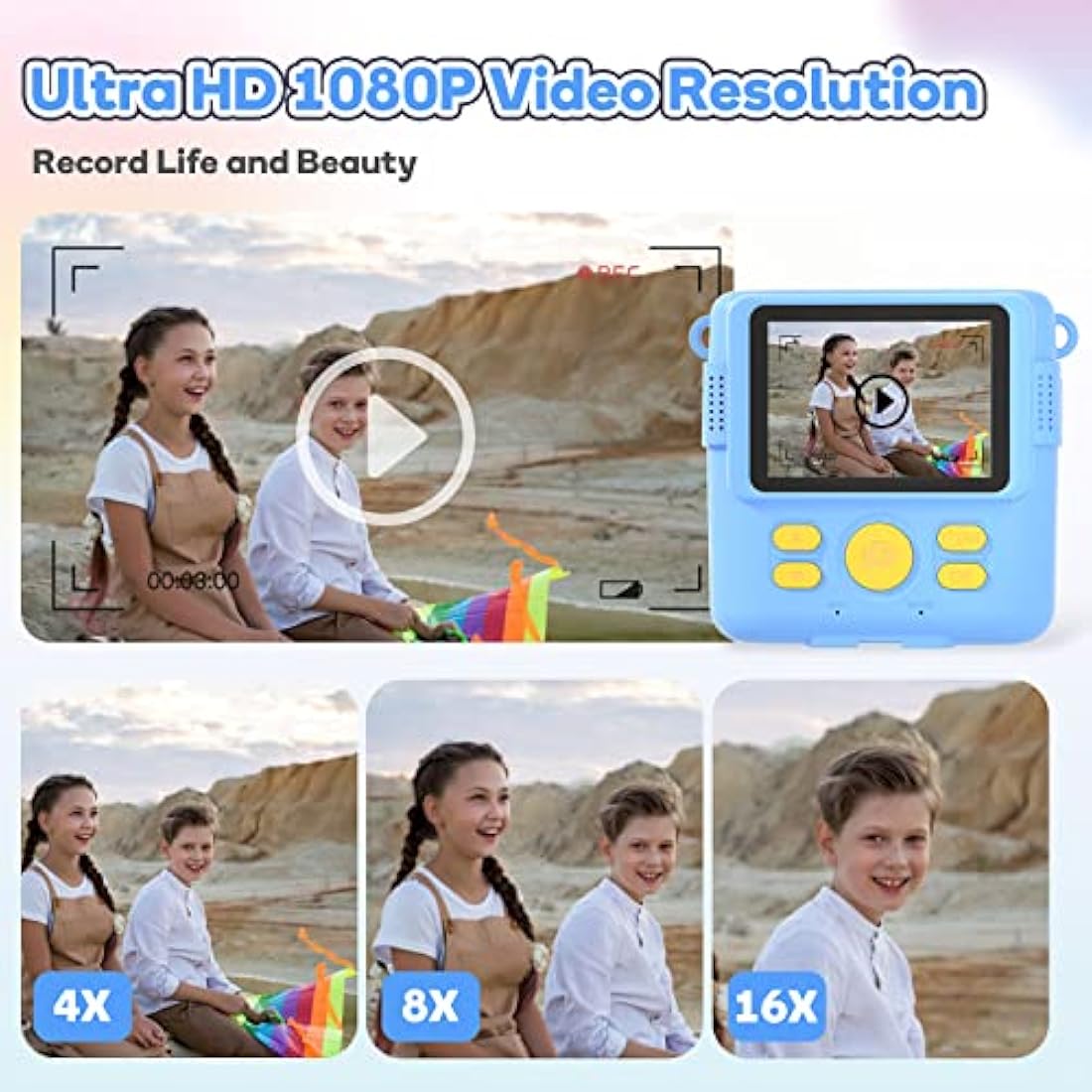 OPERHOO Kids Camera Boys Girls, Kids Instant Print Camera Toy 3-14 Year Old, 1080P HD Kids Digital Camera with Photo Paper Birthday Gifts 3 4 5 6 7 8 9+ Year Old Boy 6 Colour Pens 32GB SD Card