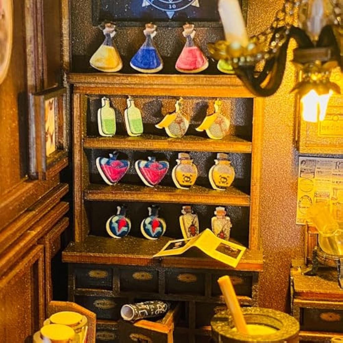 Cuteefun DIY Book Nook Kit, DIY Miniature Dolls House, Bookend Shelf Insert, Wooden Book Nook Dollhouse Kit for Adults to Build, Make Your Own Craft House Model (Mila Magic House)