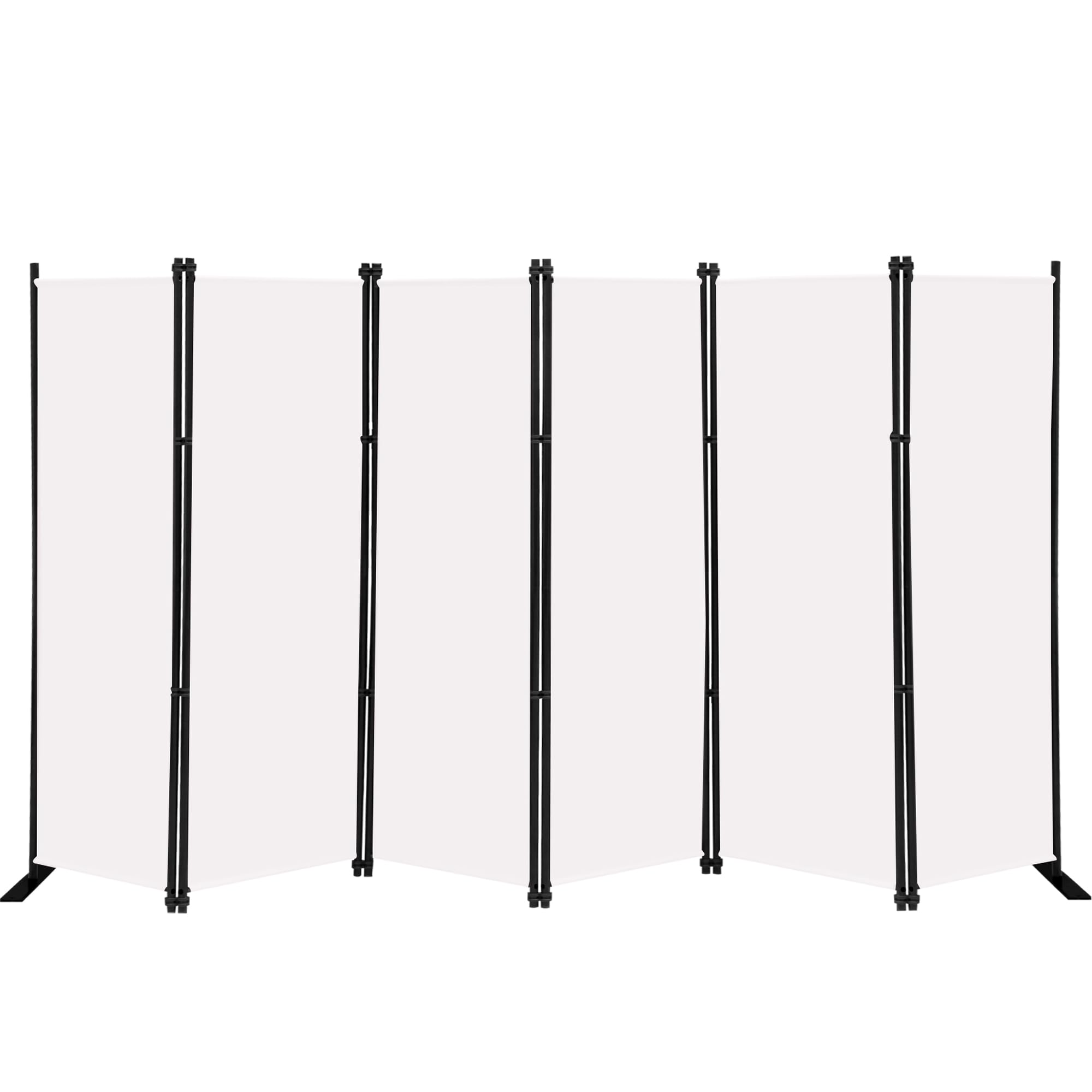KEORTUN 6-Panel Room Dividers and Folding Privacy Screens 304W x183H cm Office Partition Freestanding Divider for Home Office, White
