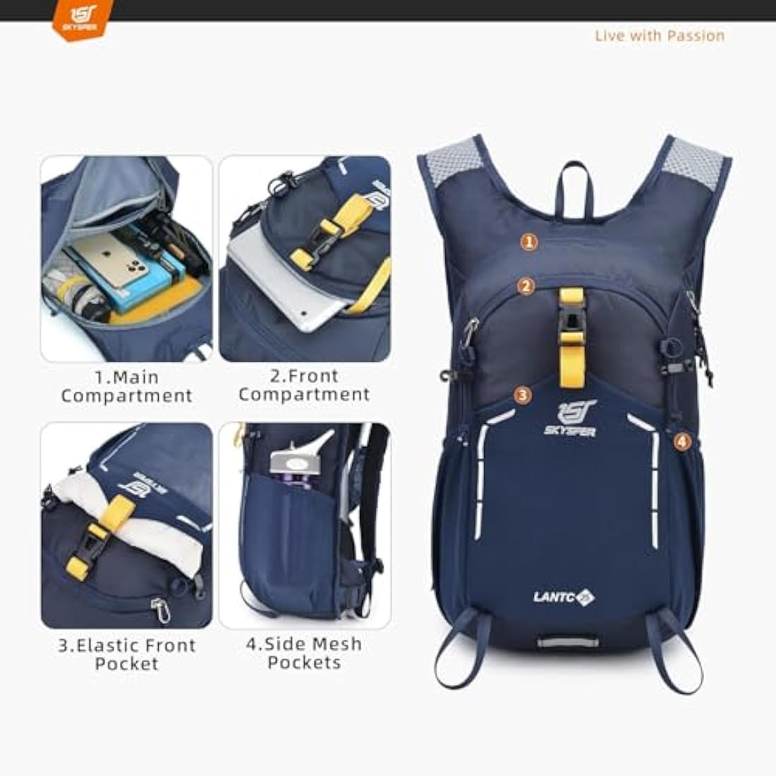 SKYSPER Small Hiking Backpack - 15L Travel Backpack Lightweight Bag Water Resistant Walking Backpack for Women Men