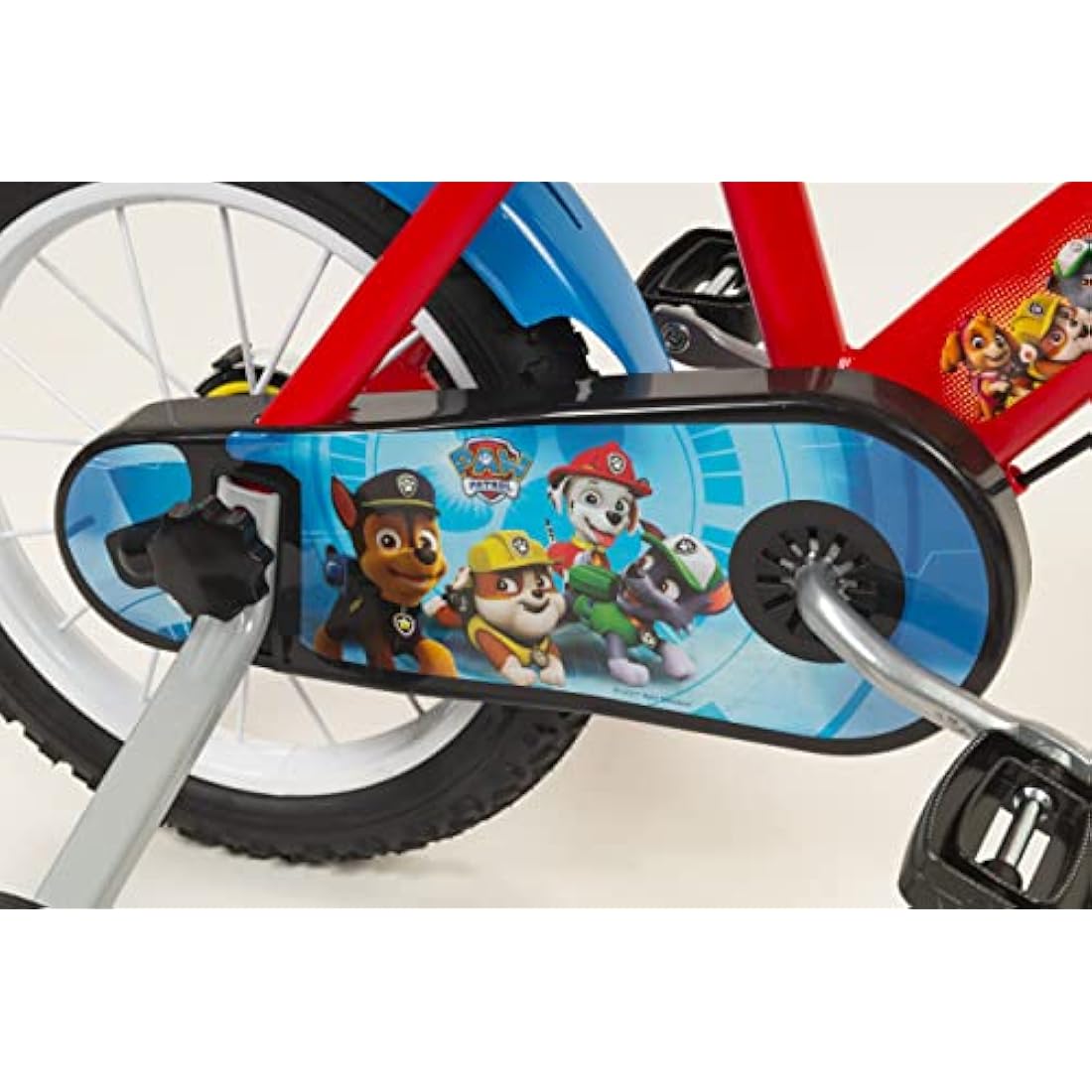 Toimsa Paw Patrol Kids Bike, Learn to Ride Bicycle, With Training Wheel Stabilisers, for Children Age 3+, Blue and Red