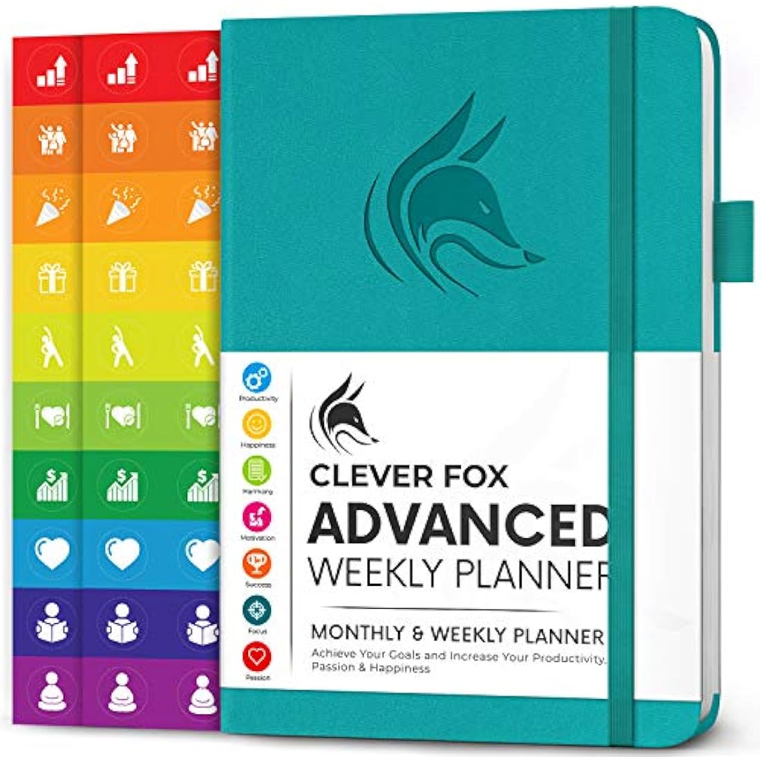 Clever Fox Advanced Weekly Planner – Undated Life Goal Planner for Daily Productivity & Time Management – Day Organizer Journal – Hardcover A5, Turquoise