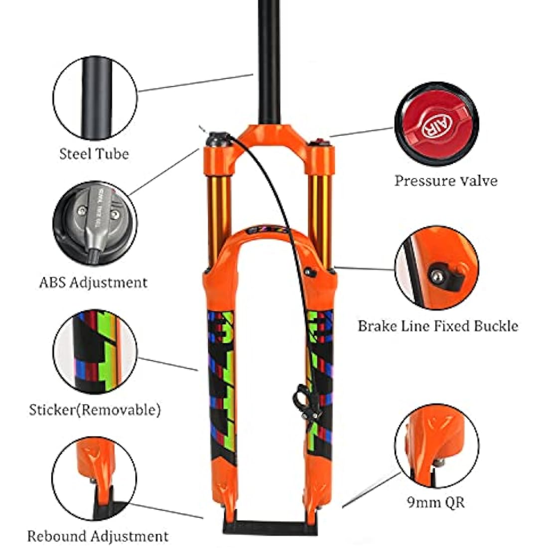 splumzer Mountain Front Fork Air Pressure Shock Absorber Fork Fork Bicycle Accessories Magnesium Alloy 26/27.5/29 Shoulder Control