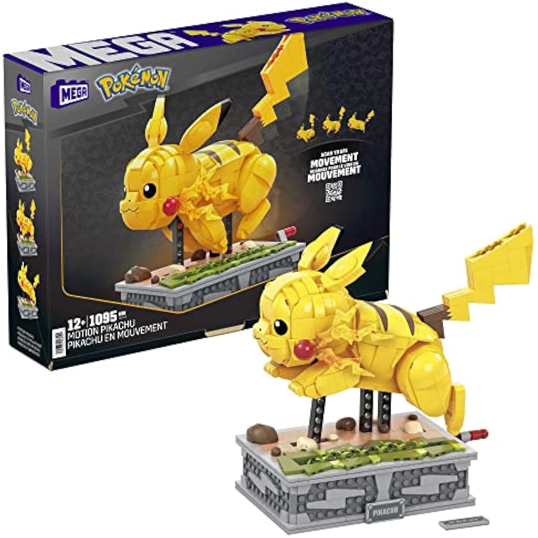MEGA Pokémon Action Figure, Motion Pikachu Pokemon, Building Toys for Kids and Adults, Collectible Character Model with 1095 Movable Pieces, Toy for Ages 12 and Up, HGC2