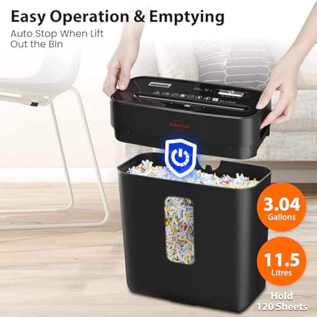 VidaTeco Cross-Cut Shredder, Heavy Duty 6 Sheet Shreds Paper/Card/Staple/Clip Paper Shredder for Home Office, High-Security Level P-4 Jam Proof System 11.5L Liftout Basket Black