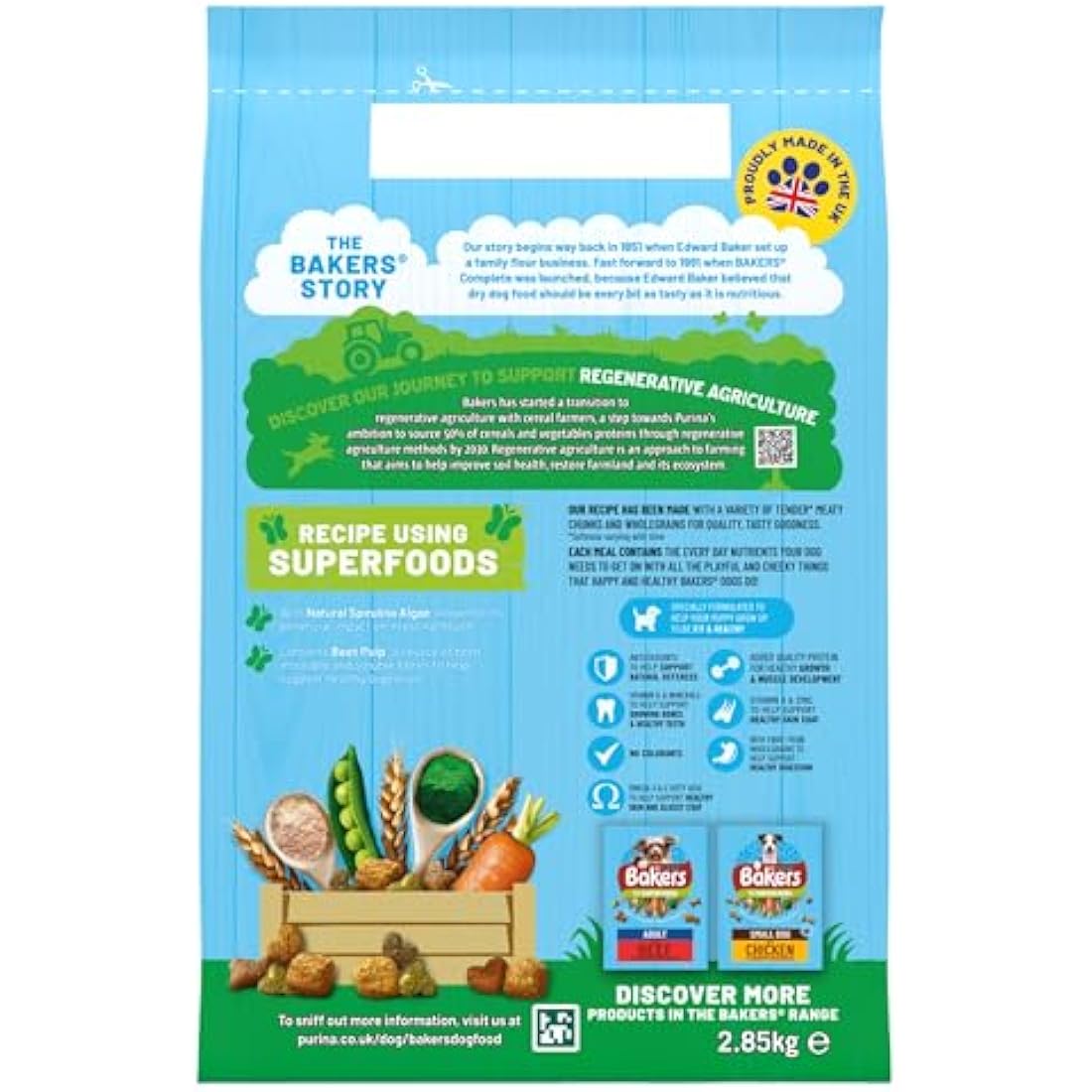 Bakers Puppy Dry Dog Food Chicken and Veg 2.85kg, Pack of 4