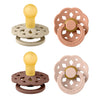 BIBS Boheme Soother 4-Pack. BPA Free Dummy Pacifier, Round Nipple. Natural Rubber Latex, Made in Denmark. 0-6 Months (Pack of 4), Vanilla Mix