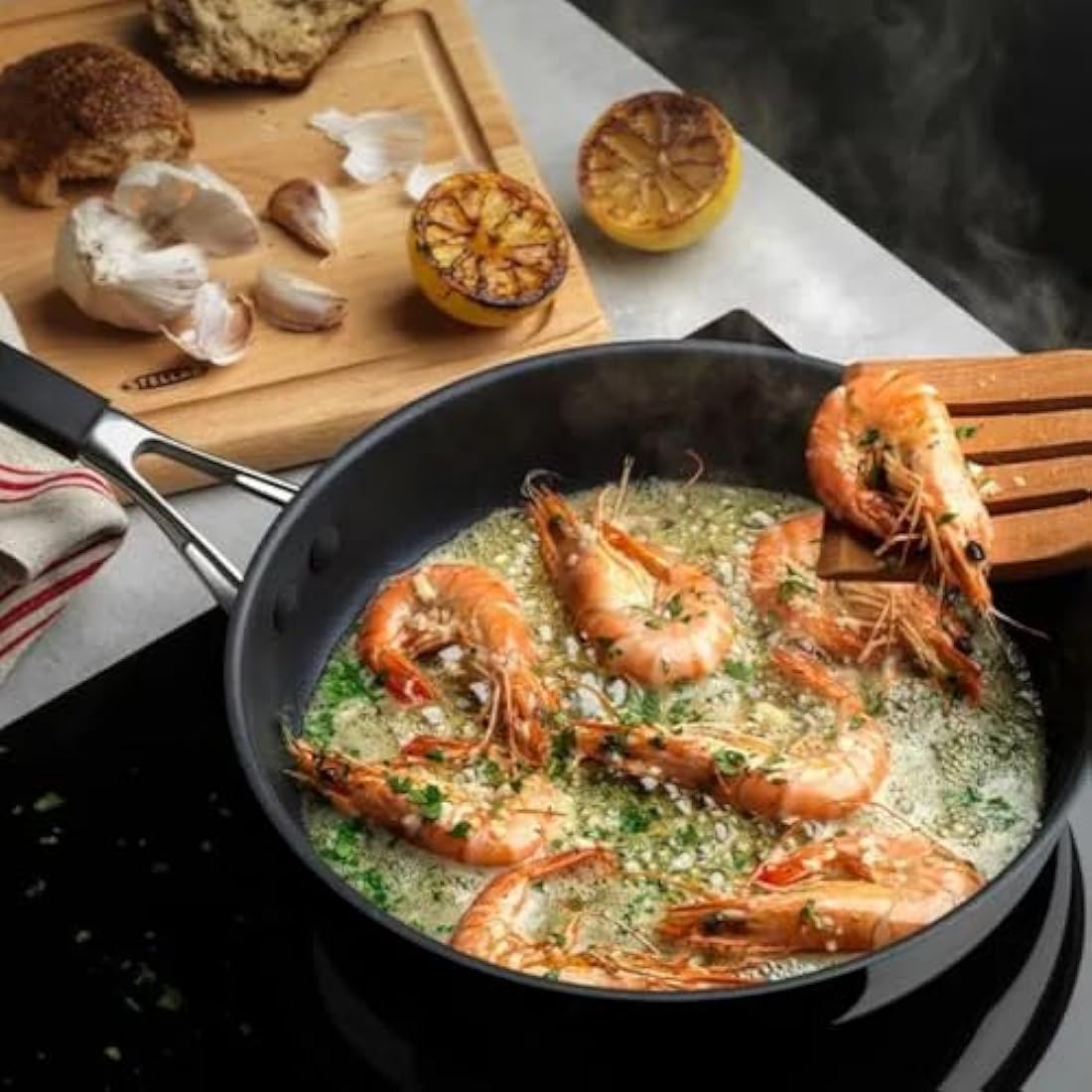 Stellar Flow 28cm Non Stick Frying Pan, Pancake Pan & Stainless Steel Frying Pan for Induction Hob, Oven Safe Cookware