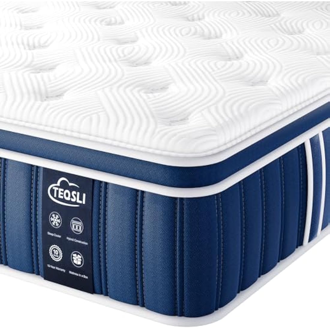 TeQsli 3FT Single Mattress, 10.6 Inch Memory Foam Sprung Hybrid Mattress 9-Zone Orthopedic for Pressure Relief & Edge Support - Medium Firm with Skin-Friendly Fabric 90x190x27cm