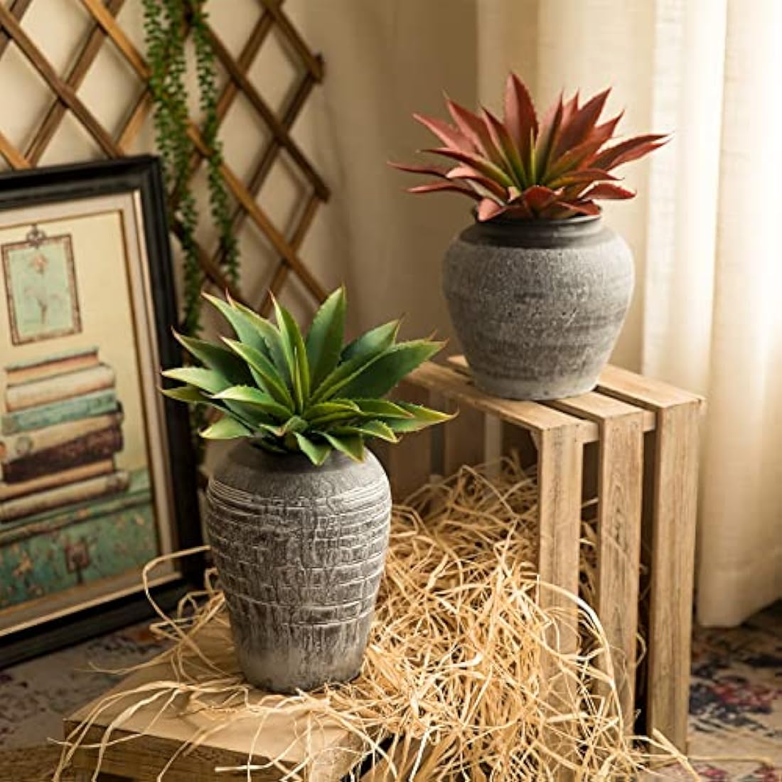 Veryhome Succulents Plants Artificial Aloe Plant, 12.5Inch Large Faux Succulents Unpotted, Premium Crafting DIY Greenery Decor for Indoor & Outdoor(Red)