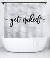 goodbath Marble Shower Curtain Short, Get Naked Waterproof Bathroom Curtains Anti Mould Fabric Bath Curtains, 180cm x 150cm drop, White Black