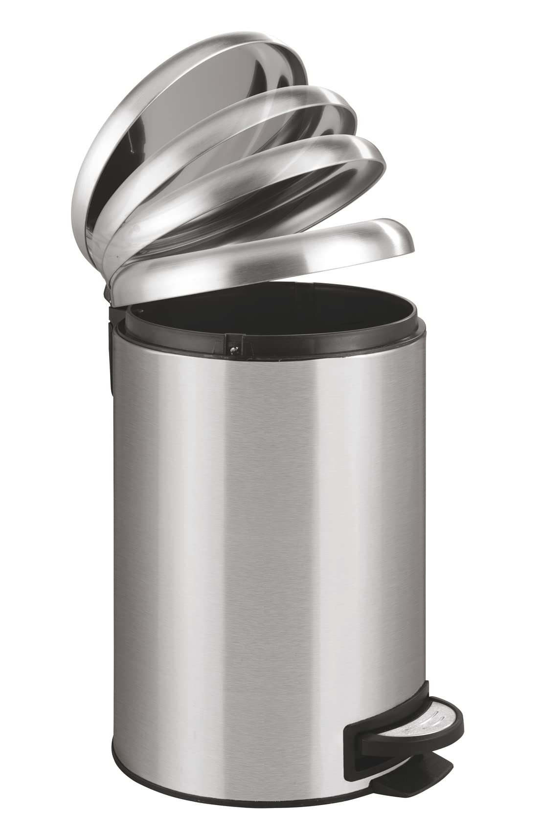 WENKO Pedal bin Leman of Stainless Steel 12l matt, Stainless-Steel, Silver, 25 x 32 x 38 cm