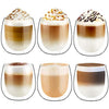 glastal 6x250ml Double Walled Coffee Glasses Mugs Cappuccino Latte Macchiato Glasses Cups for Coffee Tea Milk Juice Ice Cream Borosilicate Heat Resistant Glass Cups