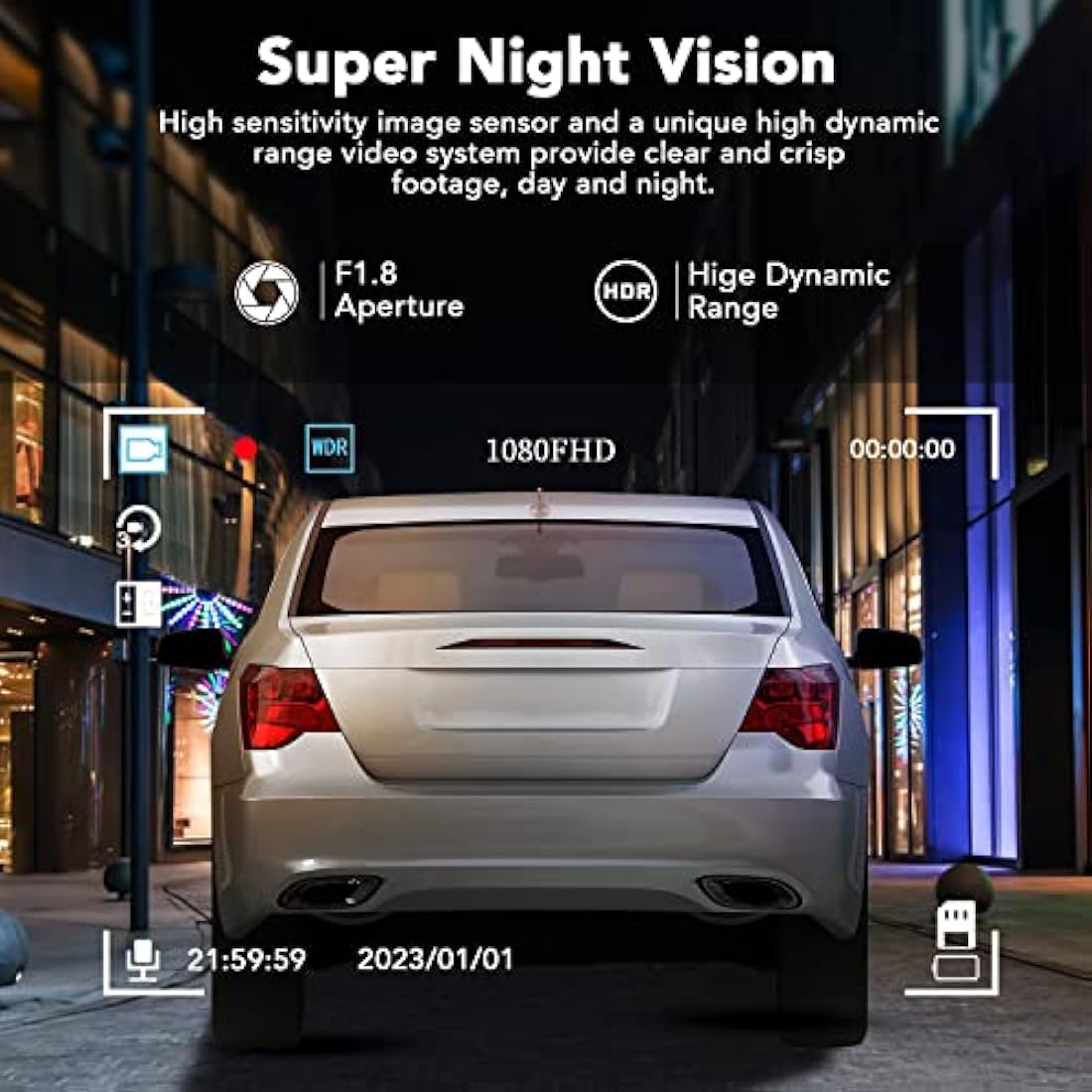 IBAYE Dash Cam Front and Rear, 1080P Full HD Dual Dashcam In Car Dual Dashboard Camera 170°Wide Angle HDR with 3.0" LCD Display Night Vision, Motion Detection, Parking Monitor, G-sensor