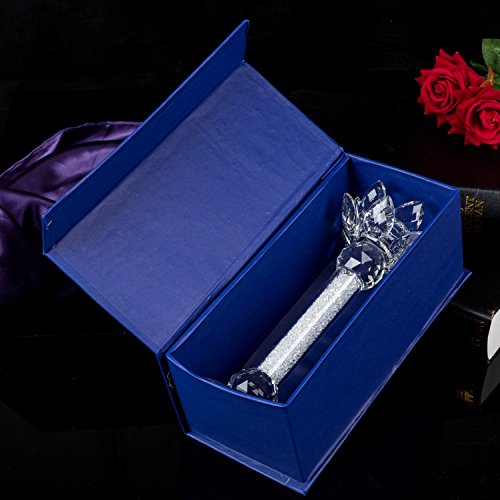 London Boutique Tea light Dinner Candle Holder Set 2 Crystal Lotus Flower Top Decorative Gift Present with swarovski crystal elements Gift Box