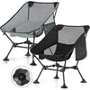 TEIVUL Camping Chairs Set - Lightweight Folding Chairs with Pocket and Cup Holder for Travel, Picnic, Hiking, Fishing - Black & Grey