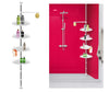 ISO TRADE Corner Shelf Shower Telescopic Pole 230-292 cm 4 Shelves 1 Hanger Rubber Feet 6548 Shower Shelves, Multicoloured, Single