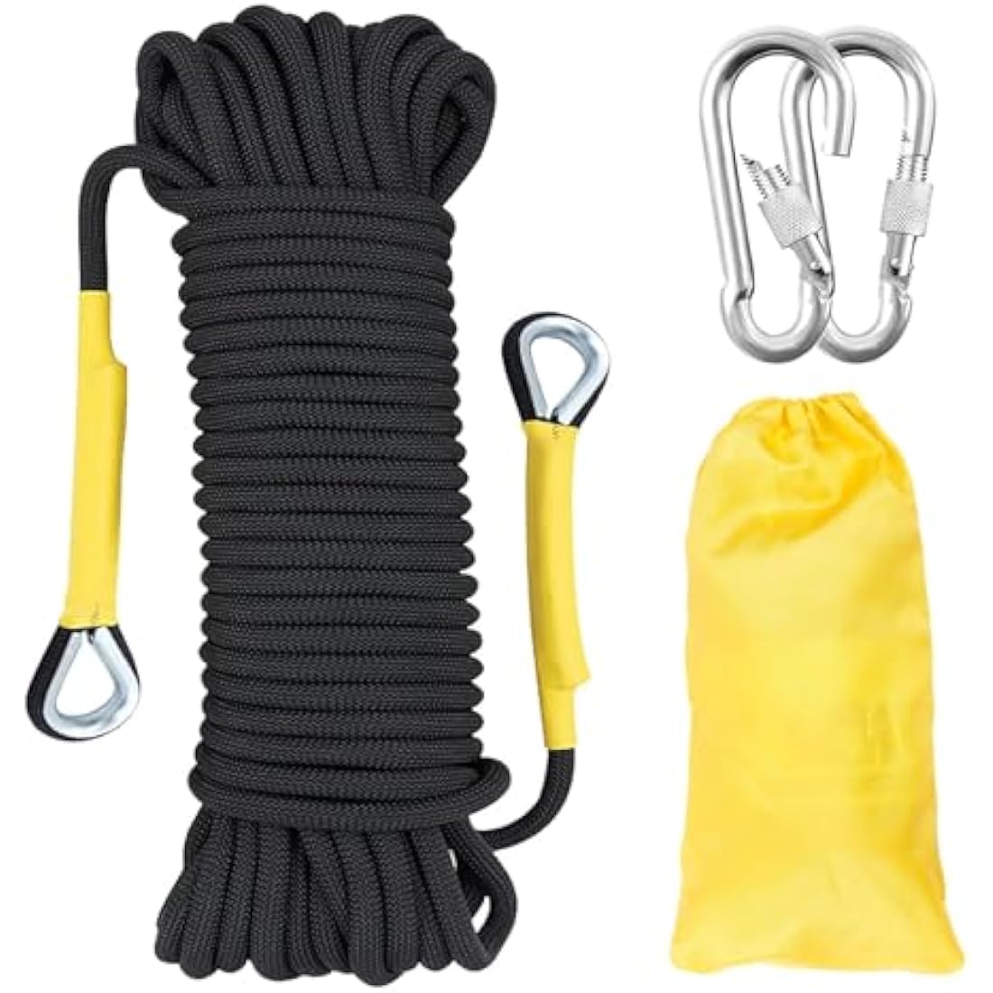 Gangying Climbing Rope 8mm Outdoor Static Rock Climbing Rope 50m High Strength Cord Safety Rope Braid Nylon Rope Escape Rope Fire Rescue Parachute Rope with 2 Carabiner