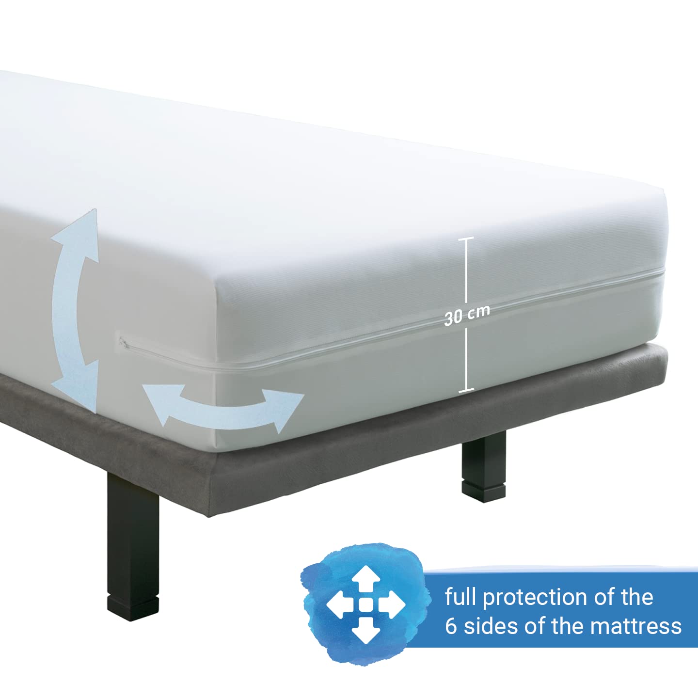 Velfont Mattress Encasement 80x190/200cm Small Single Size Anti-dust mite Breathable and Waterproof Zipped