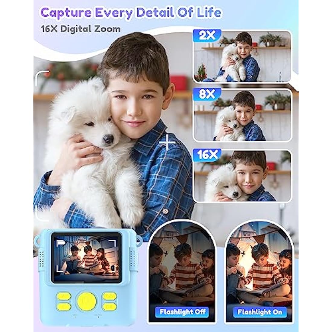 Kids Camera for Boys, Instant Print Camera for Kids with Photo Paper, 1080P Digital Camera for Children, Cool Toys Gifts for Boys Age 3 4 5 6 7 8 9 10 Years Old, Video Recorder, 32GB SD Card - Blue