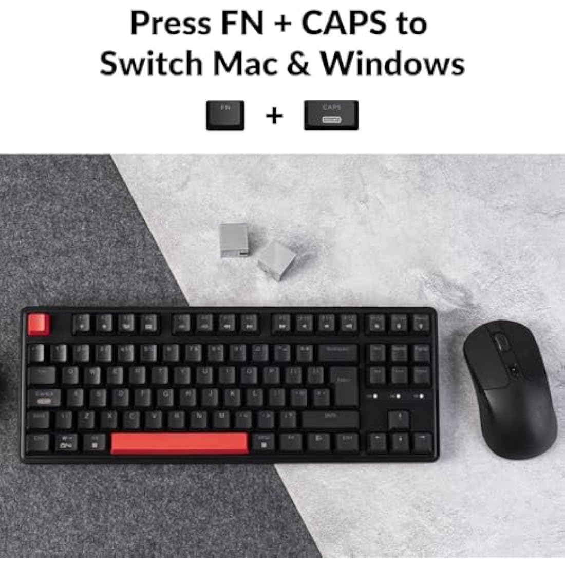 Keychron C3 Pro Custom Gaming Keyboard ISO UK Layout, QMK/VIA Programmable 87 Keys Compact TKL Wired Mechanical Keyboard, Red LED Backlits Gasket Mount with Red Switches for Mac/Windows/Linux