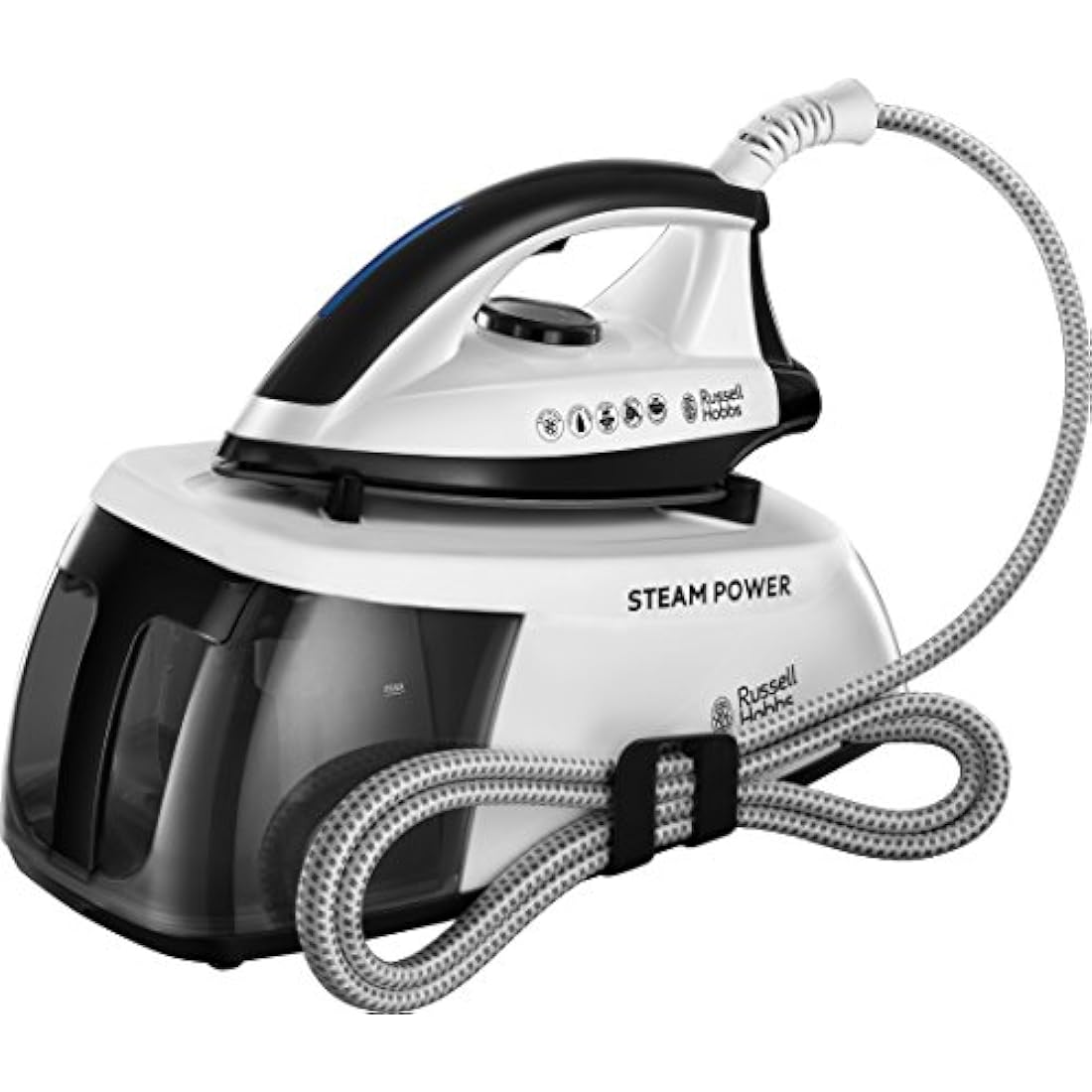 Russell Hobbs Steam Iron [2400W, 110g Shot of Steam, 90g Steam Output,] Steam Power (1.3L Removable Water Tank, Stainless Steel Non Stick Soleplate, Cord Storage, Temp ready light, Anti Calc) 24420