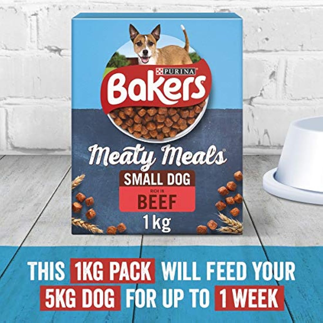 Bakers Meaty Meals Adult Small Dry Dog Food Beef 1kg (Pack of 4)