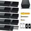 Jirvyuk LED Aluminum Channel, 10 Pack 1m/3.3ft Led Diffuser Strip and Profile for LED Strip Lights with Black Cover Indoor, End Caps and Metal Mounting Clips - (U Shape)