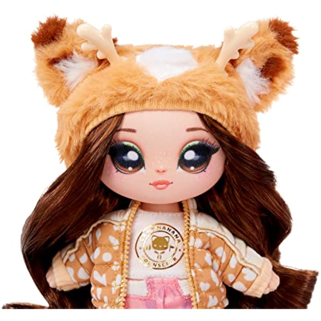 Surprise Camping Series - MYRA WOODS - Deer Inspired Soft Plush Fashion Doll with Brown Hair & Cosy Animal Sleeping Bag - Includes Outfit, Pillow, & Brush - Collectable - For Kids Ages 5+, 28 CM