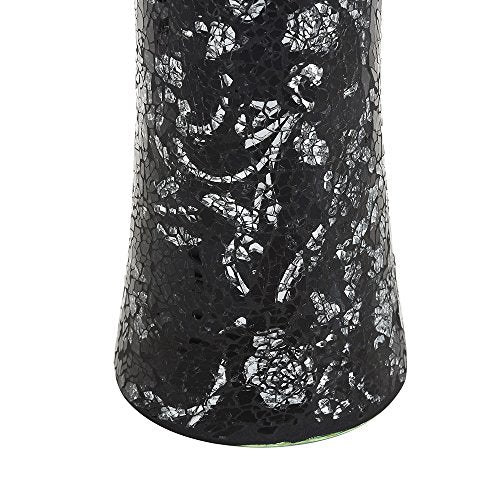 London Boutique Vase Cylinder Handmade Mosaic Glitter Vase Decorative Sparkled Glass gift present (Cylinder Black Rose)