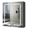 Quavikey?LED Bathroom Mirror Cabinet with Shaver Socket and Light Black Bathroom Cabinet with Mirror 3 Color Changing Removeable Shelf Built-in