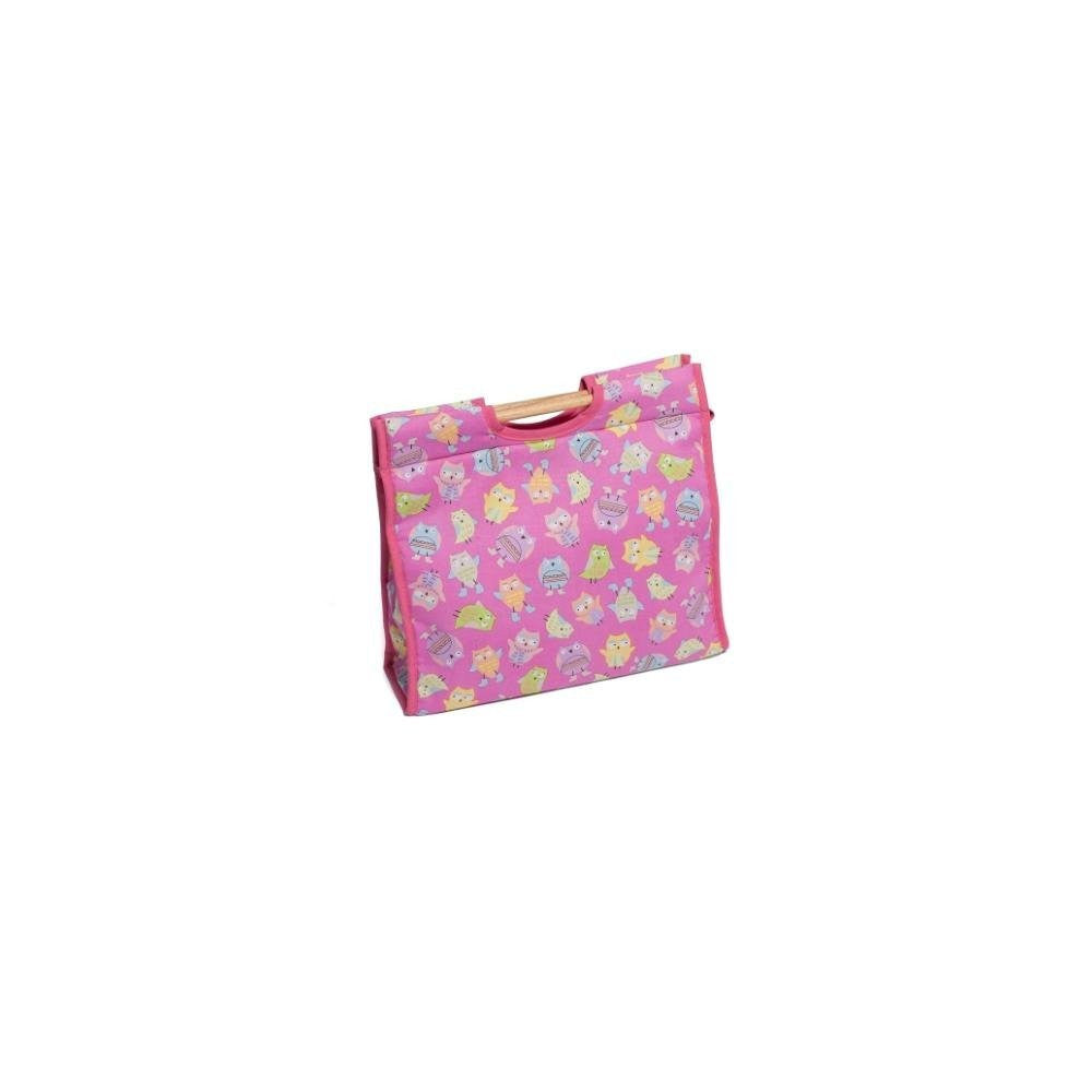 Hobby Gift HGSB/099 Playful Owls on Pink Craft/Sewing Storage Bag 11x32x28cm