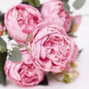 The Baked Studio - Silk Peony and Tea Rose Artificial Bouquet 9 Heads Realistic Fake Plant for DIY Craft Cake Living Room Home Wedding Decoration (PINK)