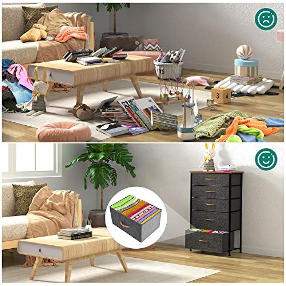 YITAHOME Chest of Drawers, 5-Drawer Storage Organizer Unit for Bedroom Living Room Closet, Sturdy Steel Frame, Easy Pull Fabric Bins & Wooden Top, Fabric Dresser