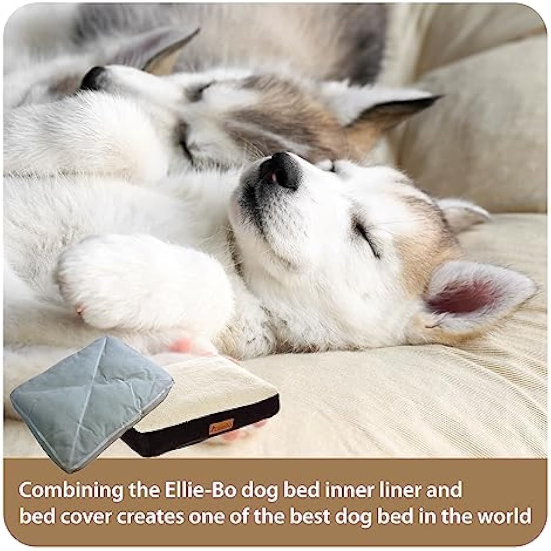 Ellie-Bo XL Dog Bed for 42-inch Dog Cage/Crate - Black Faux Suede/Sheepskin
