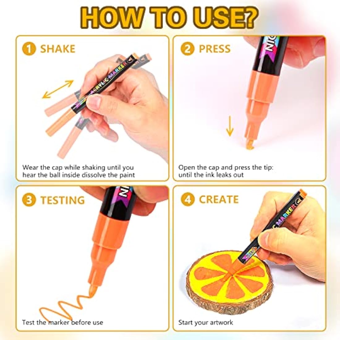 NICETY Acrylic Paint Pens Set - 72 Colours Paint Markers for Rock Painting Stone Glass Ceramic Wood Metal Fabric - 0.7mm Extra Fine Tip Water Based Acrylic Markers for Adults