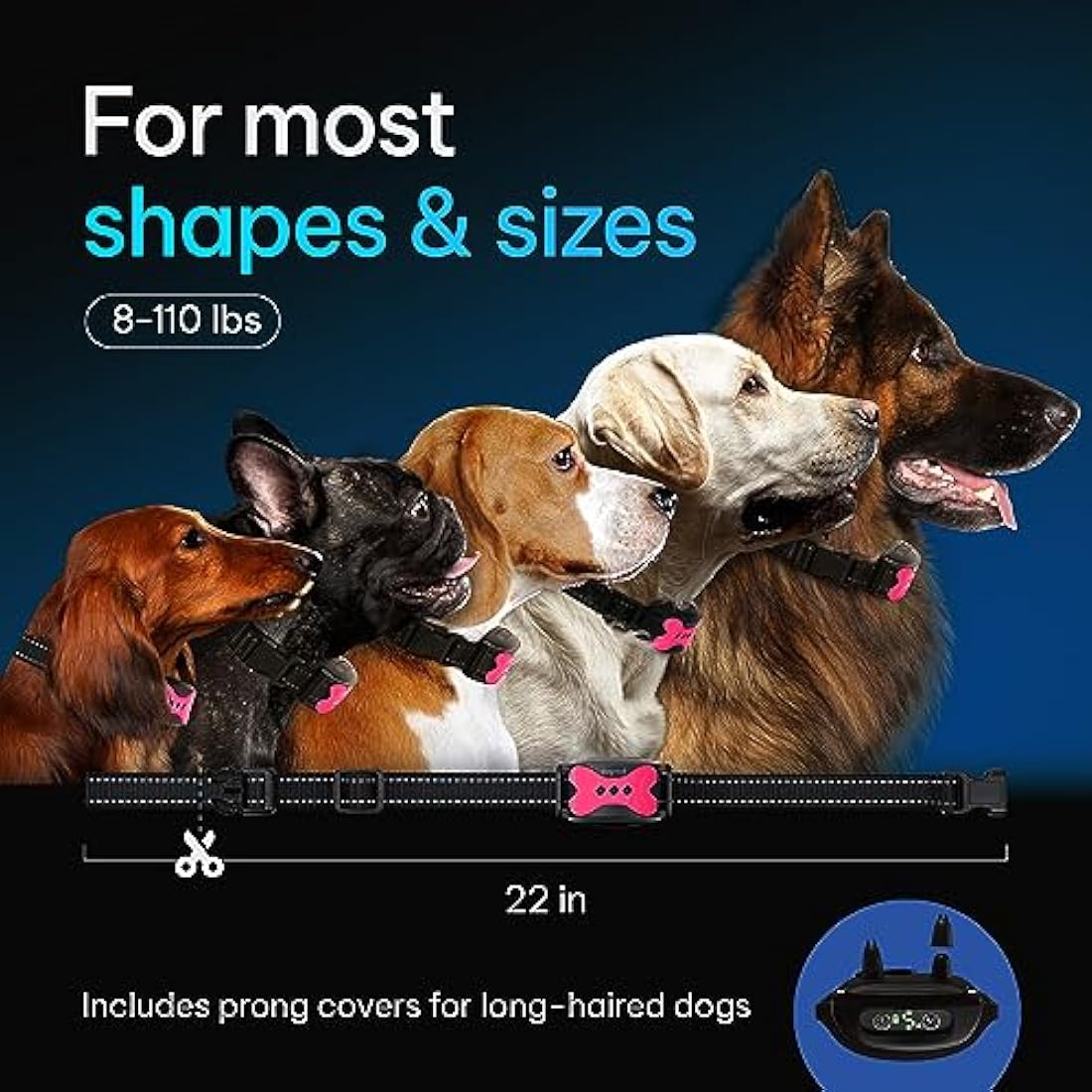 DogRook Anti Bark Collar - Automatic Anti Barking Collar - Vibrating Dog Collar - No Shock - Effective Anti Barking Device 8-110 lbs - Dog Training Collar - Pink