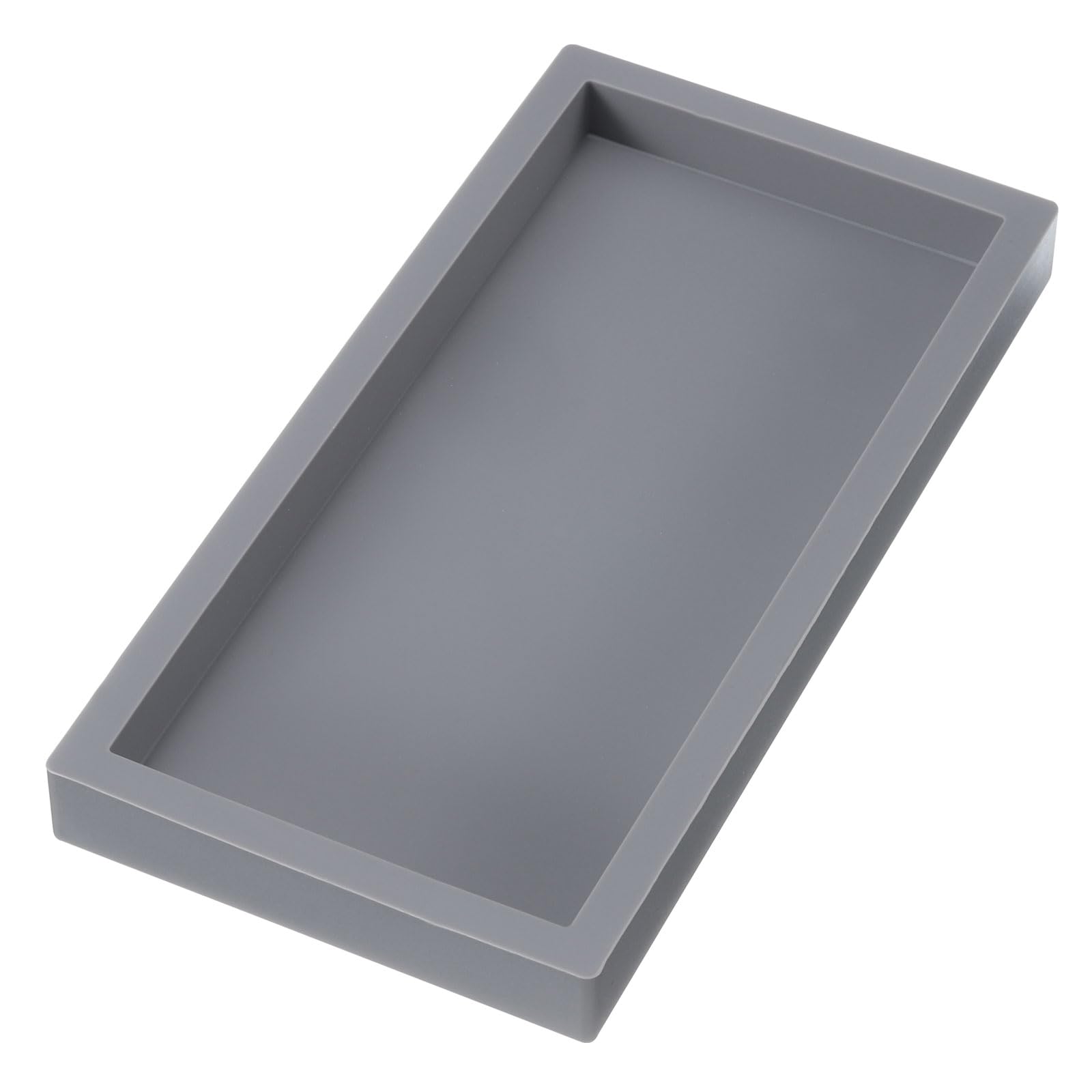 PATIKIL Silicone Bathroom Tray, 8" x 4" Soap Dispenser Tray Jewelry Organizer Dish for Restroom, Dresser, Kitchen Sink for Jewelry, Coin, Key, Grey