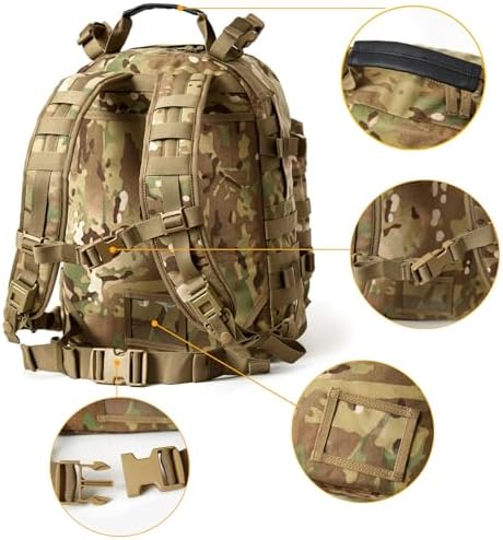 MT Military Army MOLLE 2 Tactical Assault Backpack, Rifleman 3 Day Pack, Medium Rucksack Multicam Camo
