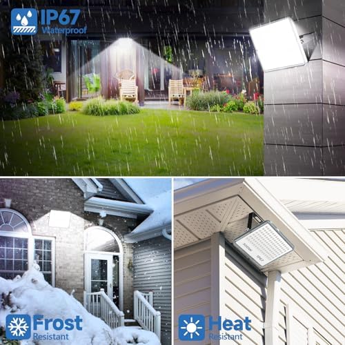 TASINUO 300W LED Floodlight Outdoor 2 Pack, 30000LM Outdoor Security Lights, IP67 Waterproof LED Spot Lights 7000K Daylight LED Flood Lights for Garden Yard Garages Warehouse Patio Billboard