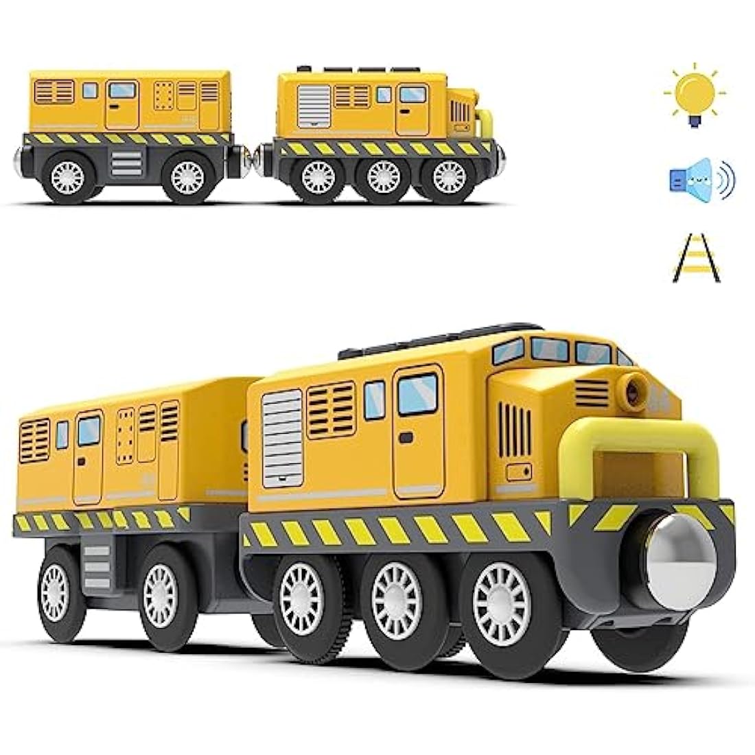 Battery Operated Locomotive Train (Magnetic Connection) - Powerful Locomotive, Motorised Train Set, Compatible with Thomas, Brio, Chuggington - Train Toy for Toddlers
