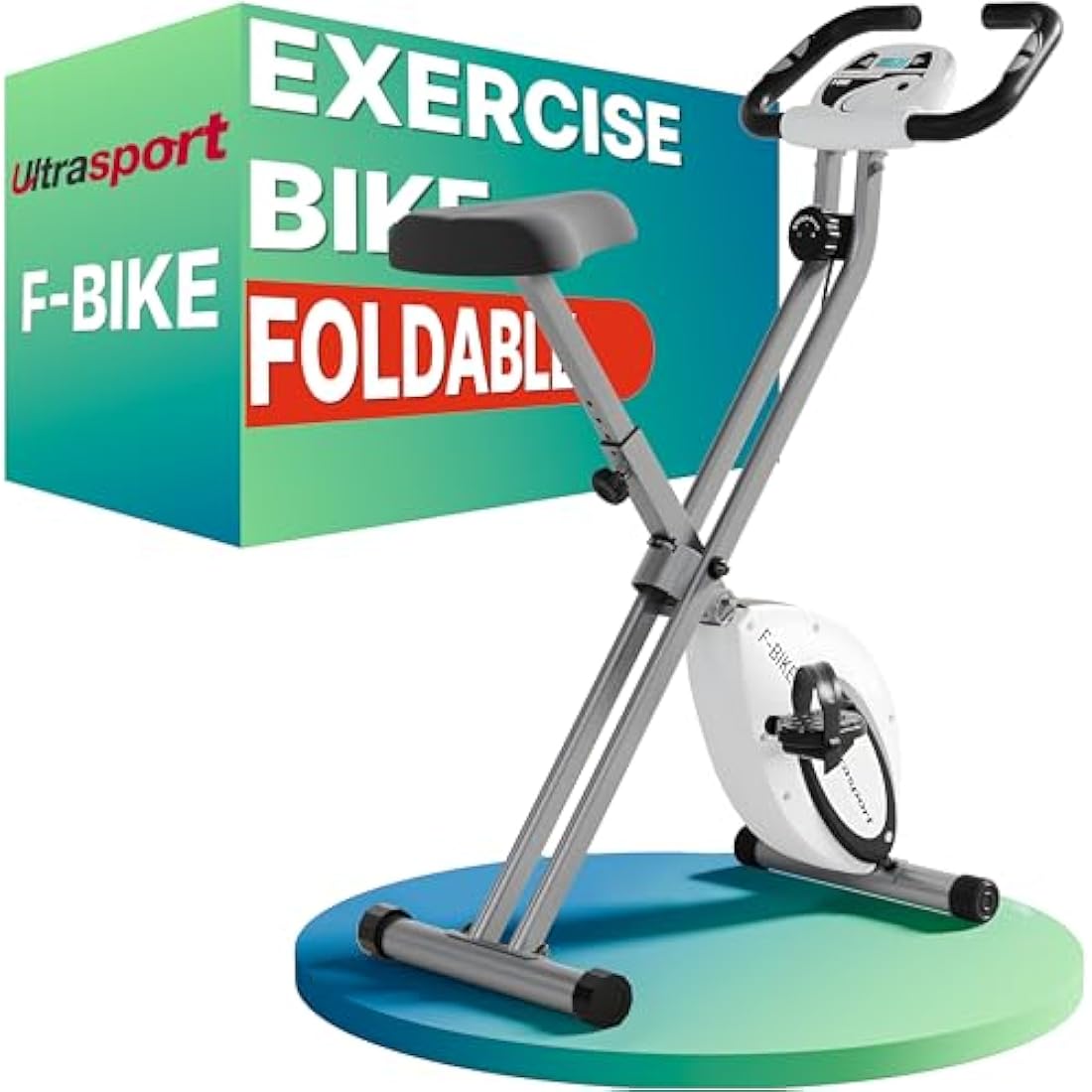 Ultrasport F-Bike Folding Exercise Bike - Extra Silent with Relax Foam Seat and LCD Display - Exercise Bikes for Home Use, Exercise Bike Foldable, Indoor Bike, Stationary Bike