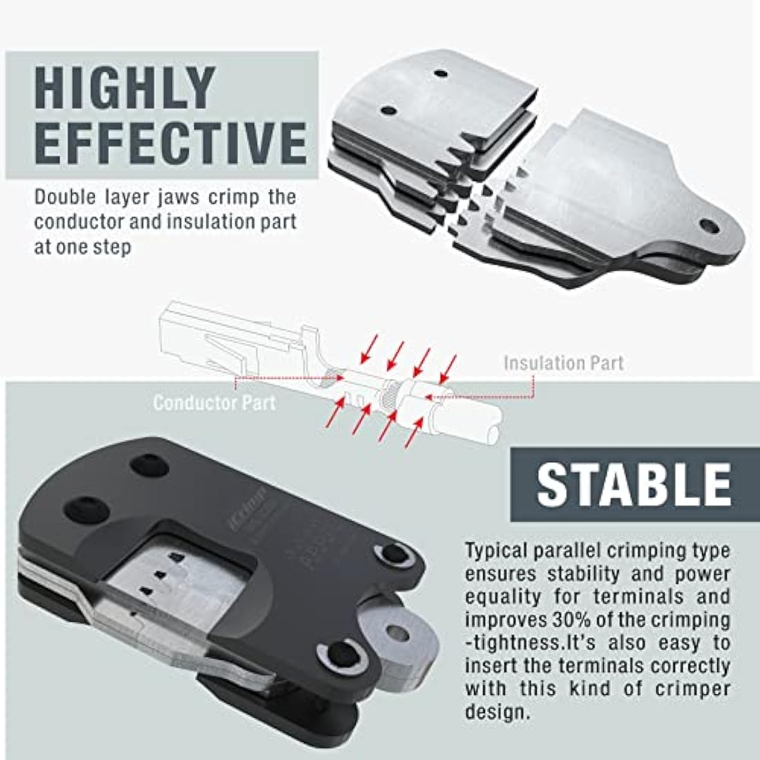 iCrimp Micro Connector Pin Crimping Tool 0.03-0.5mm² Ratcheting Crimper for D-Sub, Open Barrel suits Molex, JST, JAE