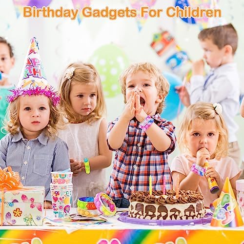 Coicok 30 PCS Pop Bracelet it Fidget Toys, 15 Colours, Party bag fillers for kids, Pop it fidget toys, Decompression Wristband with Autistic & ADHD, Kids party favours, Lucky dip prizes for kids