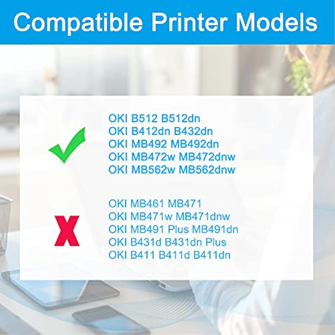 LCL Compatible Toner Cartridge B412dn B432dn B512DN 45807102 (2 Black) Replacement for OKI B412dn B432dn B512 B512dn MB472w MB472dnw MB492 MB492dn MB562w MB562dnw